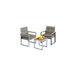 Salon de jardin gris lounge en polyrotin et acacia 2 + 1 Salon de jardin gris lounge en polyrotin et acacia 2 + 1