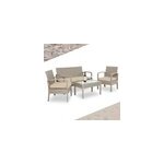 Salon de jardin en poly rotin 4 pices crme