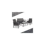 Salon de jardin en poly rotin 4 pi�ces gris / anthracite