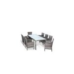 Salon de jardin en poly rotin 9 pi�ces gris empilable
