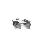 Salon de jardin en poly rotin 9 pices gris empilable