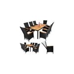Salon de jardin en poly rotin 9 pices noir