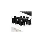 Salon de jardin en poly rotin 9 pi�ces noir - cr�me