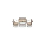 Salon de jardin polyrotin 7 pcs avec coussins gris / beige verre d�poli jardin