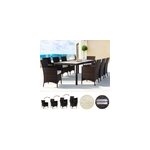 Salon de jardin en polyrotin turin 9 pi�ces brun cr�me