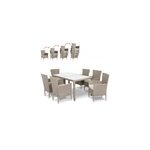 Salon de jardin en r�sine tress�e bali gris et beige 6 + 1