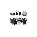 Salon de jardin en resine tress�e noir 8 + 1 table et chaises