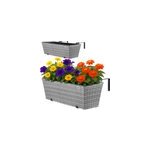 Set de 2 bac à fleurs en polyrotin gris Set de 2 bac à fleurs en polyrotin gris