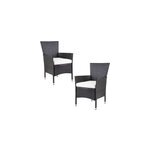 Set de 2 chaises de jardin en polyrotin marron / crme