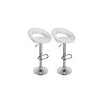 Set de 2 tabourets de bar blanc - hauteur r�glable - 360� - cuisine salon bar