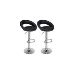 Set de 2 tabourets de bar noir - hauteur r�glable - 360� - cuisine salon bar