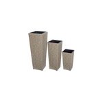 Set de 3 pots de fleurs cr�me polyrotin