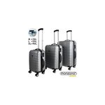 Set de 3 valises rigides argent avec verrou voyage