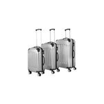 Set de 3 valises rigides malle de voyage argent roulettes jumelles premium basic