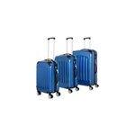 Set de 3 valises rigides malle de voyage bleu roulettes