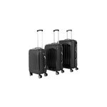 Set de 3 valises rigides malle de voyage noir roulettes jumelles premium basic