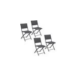Set de 4 chaises pliantes  ; rome ;  ; en polyrotin noir ;