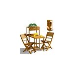 Set de balcon 2 pers 3pcs en bois d'acacia fsc ; 94x61x117cm