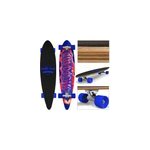 Skateboard longboard - 112 x 26cm - roues abec 7 bleu