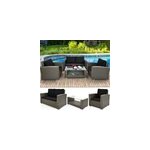 Sofa lounge salon 12 pcs en polyrotin et aluminum - gris coussins d'assise 7cm
