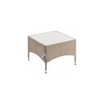 Table d'appoint de jardin gris beige 58x58cm en polyrotin