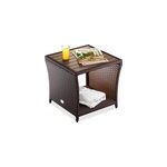 Table d'appoint en poly rotin brun 45x45x40cm