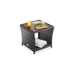 Table d'appoint en poly rotin gris 45x45x40cm
