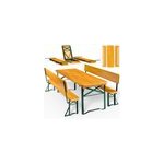 Table et bancs pliants en bois 170cm avec dossier
