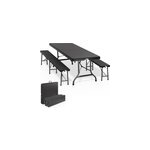 Table et bancs pliants noir 183cm en plastique dur