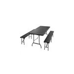 Table et bancs pliants noir 183cm en plastique dur Table et bancs pliants noir 183cm en plastique dur