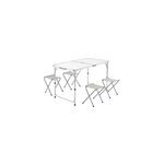 Table de camping blanche avec 4 chaises et fonction valise