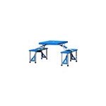 Table de camping bleue en alu avec 4 chaises pliables