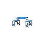 Table de camping bleue en alu avec 4 chaises pliables Table de camping bleue en alu avec 4 chaises pliables
