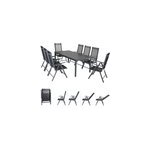 Table et chaises de jardin bern anthracite en alu 9pcs