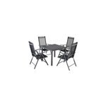Table et chaises de jardin bern anthracite en alu wpc 5pcs
