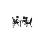 Table et chaises de jardin bern blanc noir en alu 7pcs