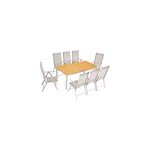 Tables et chaises de jardin bern gris en alu 8 + 1
