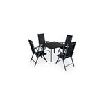 Table et chaises de jardin bern noir en alu 5pcs