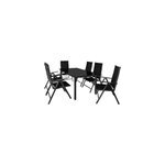 Table et chaises de jardin bern noir en alu 7pcs