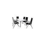 Table et chaises de jardin bern noir gris en alu 7pcs