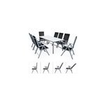 Table et chaises de jardin bern noir gris en alu 9pcs