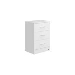 Table de chevet eloise blanc 54x39x28cm 3 tiroirs avec led