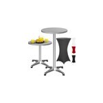 Table haute argent 115x60cm + housse de table haute gris �60cm