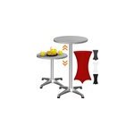 Table haute argent 115x60cm + housse de table haute rouge �60cm