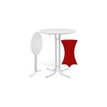 Table haute blanche 110x80cm + housse de table haute rouge Ø80cm Table haute blanche 110x80cm + housse de table haute rouge Ø80cm