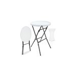 Table haute blanche �72cm + housse de table haute blanche �70cm