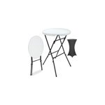 Table haute blanche Ø72cm + housse de table haute anthracite Ø70cm Table haute blanche Ø72cm + housse de table haute anthracite Ø70cm