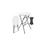 Table haute blanche �72cm + housse de table haute anthracite �70cm