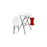 Table haute blanche �72cm + housse de table haute bordeaux �70cm