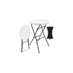 Table haute blanche �72cm + housse de table haute noire �70cm